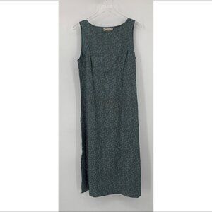 Flyshacker midi shift dress zipper sleeveless cotton blend blue floral new M